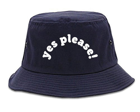 Very Nice Yes Please Girls Black Bucket Hat Navy Blue