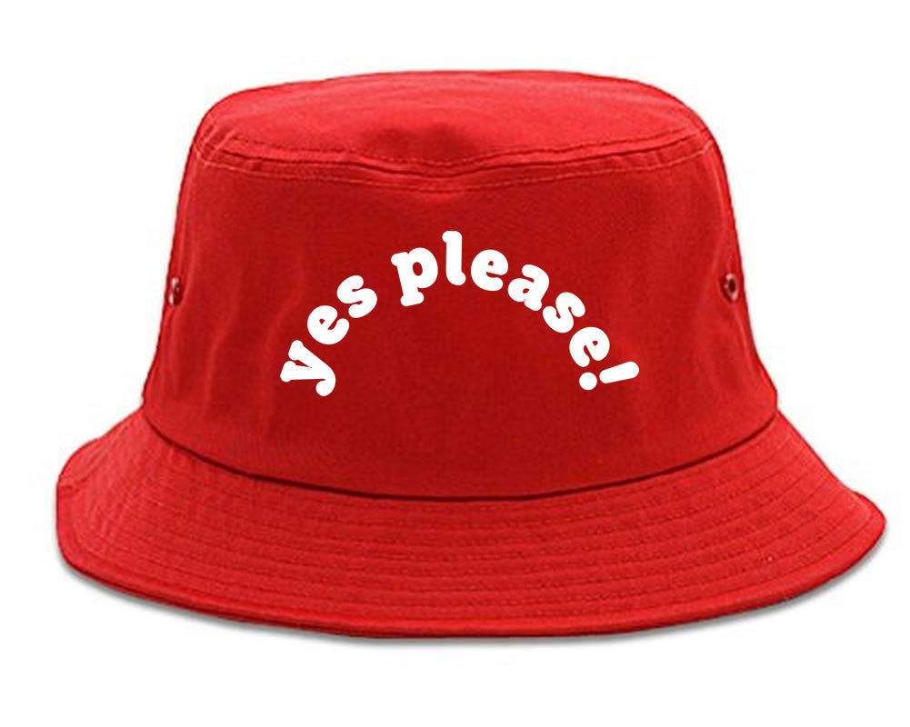 Very Nice Yes Please Girls Black Bucket Hat Red